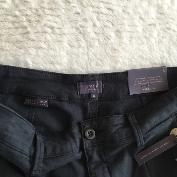 NYDJ black women petite cotton pants size 8 NWT $119 Lift Tuck - Picture 10 of 12